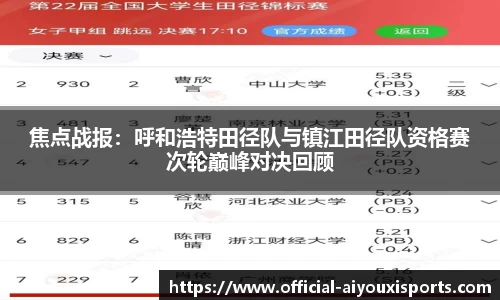 焦点战报：呼和浩特田径队与镇江田径队资格赛次轮巅峰对决回顾